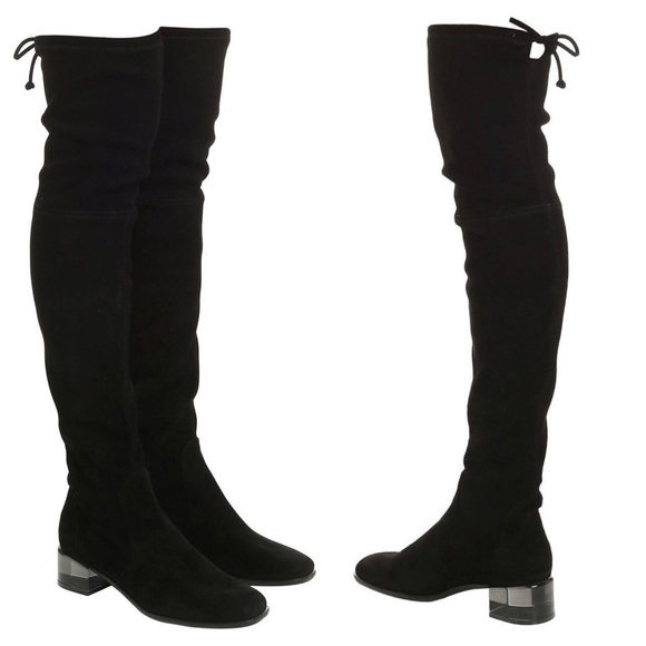 Stuart Weitzman Charolet Lucite Suede Over The Knee OTK Thigh High Boots 7 - Picture 9 of 9